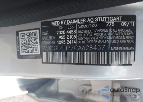 2012 Mercedes-Benz C 250 Luxury/Sport из США, поврежденный, VIN WDDGF4HB7CA628457